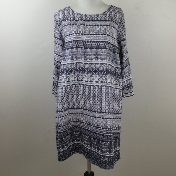 Garnet Hill Black and White Patterned Mini Dress - Picture 2 of 9